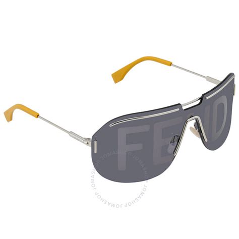 Fendi Grey Mirror Shield Men's Sunglasses FF 